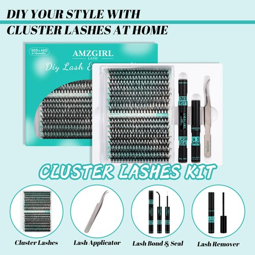 Lash Extension Kit 320Pcs,DIY Individual Lashes Clusters Kit,Lash Bond And Seal,Lash Remover For Eyelashes Extensions,Lash Applicator Tool For False Eyelash Cluster Kit At Home(3040D,D-Mix9-16mm Kit)