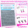 calphdair Natural Lash Clusters with Bottom Lashes DIY Wispy Cluster Eyelash Extensions C Curl Individual Lashes 11-13mm Short Eyelash Clusters Manga Cluster Lashes with Bottom Lash Extension 164pcs