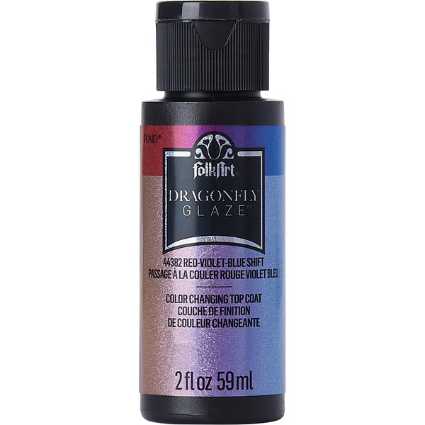 FolkArt Multi-Surface Dragonfly Glaze Multi-Surface Paint (2 oz), 44382, Red-Violet-Blue