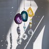 H&D HYALINE & DORA Pack 3pcs Suncatcher Hanging 30mm Crystal Ball with Agate Slices Wind Chimes Ornaments Decor for Window Home Garden