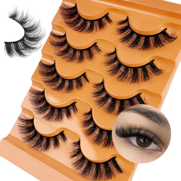 5 Pairs Strip Lashes Wispy False Eyelashes Natural Faux Mink Strip Eyelashes Light Volume Fake Eye Lashes by FOINEMYED