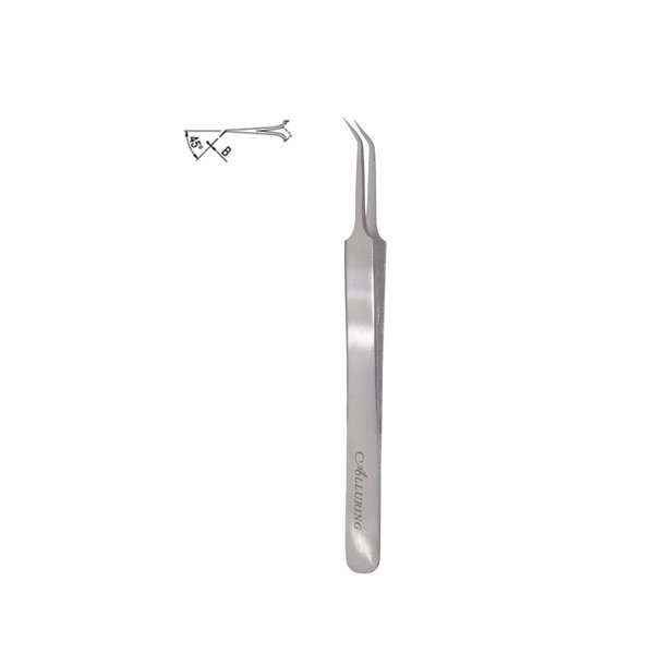 Alluring Silver Tweezers for Eyelash Extension for Volume Lashes 3D, 5D & 6D lashes 45 Deg