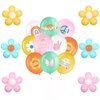Hiboom 72 Pcs Groovy Retro Hippie Balloons Boho Daisy Party Balloons 12 Inch Rainbow Daisy Flower Butterfly Peace Sign Latex Balloons for Kids Girls Two Groovy Birthday Party Decoration Supply (Fresh)