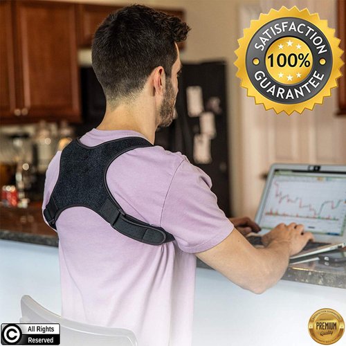 POAGL Posture Corrector For Men | Universal Fit Adjustable Upper Back Brace For Clavicle To Support Neck, Back and Shoulder Pain Relief Kyphosis Straightener Spine Support (Design Patented)