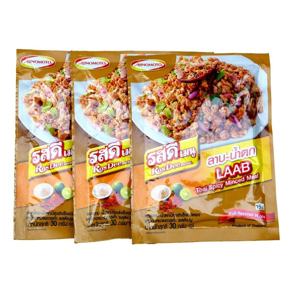 Ajinomoto RosDee Menu Laab Namtok Thai Isaan Seasoning Mix Pack of 3