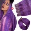 Tape in Hair Extensions Real Human Hair Purple Invisible Remy Hair 14 inch Tape Hair Extensions Seamless Skin Weft Extensions 20pcs 30g for White Women