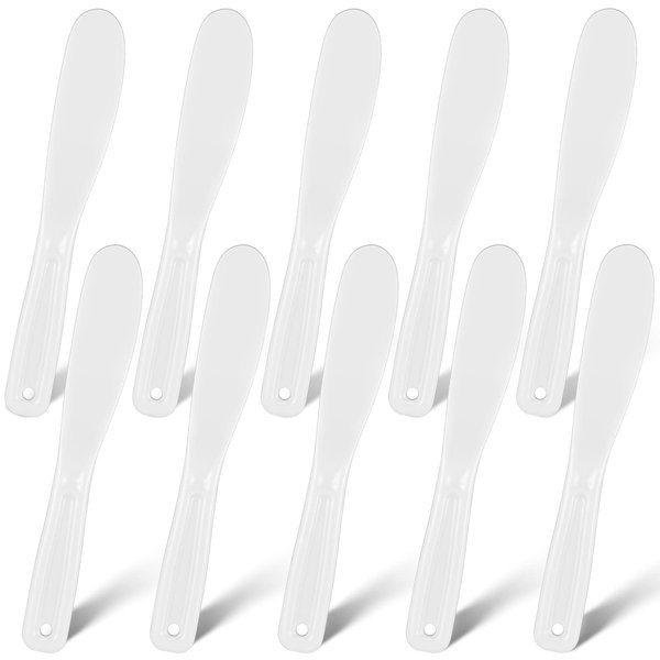 10 Pcs Plastic Cosmetic Spatula Jelly Mask Spatula Skincare Lotion Disposable Spatulas for Facials Face Mask Applicator Makeup Scoop for Facial Tools (White)