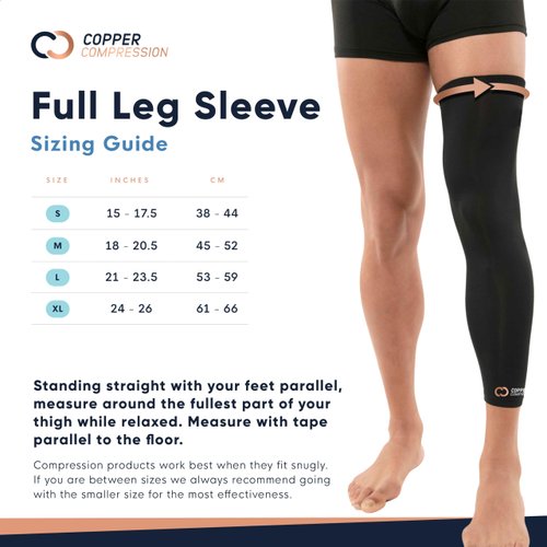 Copper Compression Leg Compression Sleeve - Copper Infused Knee Stabilizer Brace for Running, Meniscus Tear, ACL, MCL, Arthritis, Joint Pain Relief - Thigh & Calf Support for Men & Women