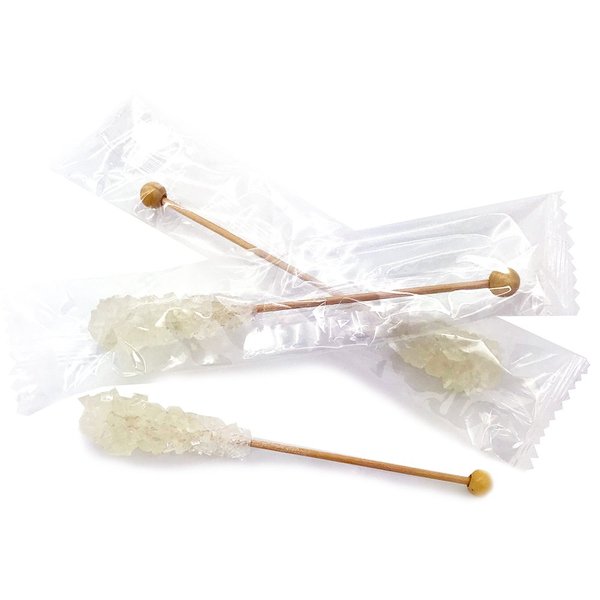 Dryden & Palmer Swizzle Sticks, Rock Candy Sticks - 5.75", White, Wrapped (Pack of 70)
