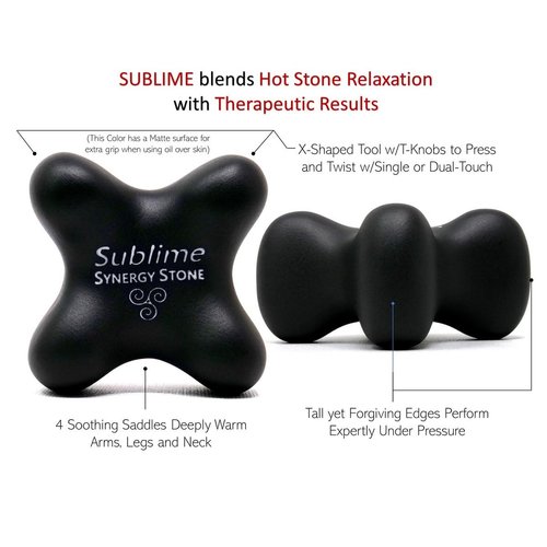 Sublime (Basalt Black)(Single) Synergy Stone - Contoured Hot Stone Massage Tool with Radiant Heat - Relaxing and Therapeutic for Neck, Back, Legs, Feet - Matte Surface for on Skin with Oil only