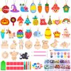 36 Pcs Wooden Magnets DIY Kit Wooden Art Craft Hanging Ornament Painting Craft Kit Gifts for Kids Boy Girl Easter Crafts Toys Basket Goodie Bag Stuffers