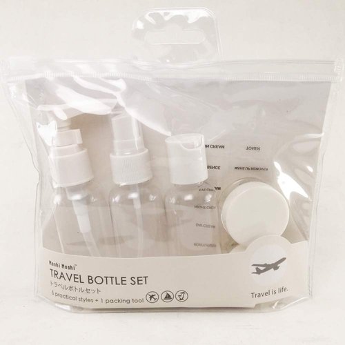 Travel Bottle Set 5 Practical Styles + 1 Packing Tool White Color for Conditioners Lotions Creams Handspray Body Soap Hand Soap Makeup and More