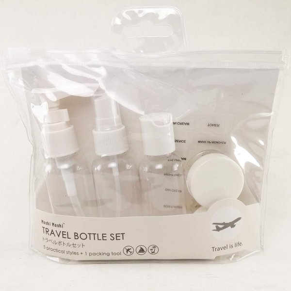 Travel Bottle Set 5 Practical Styles + 1 Packing Tool White Color for Conditioners Lotions Creams Handspray Body Soap Hand Soap Makeup and More