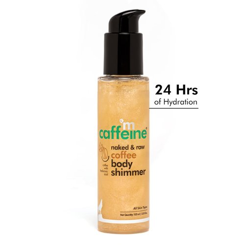 mCaffeine Coffee Body Shimmer for a Glam Ready Skin with Hyaluronic Acid | Soft Glitter & Oil-Free Hydration | Lightweight & Non-Greasy Body Shimmer for Long-lasting Shiny & Matt Finished Look