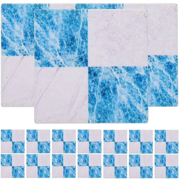 Miniature Dollhouse Flooring 36Pcs Wooden Mini Flooring Mini Wooden Dollhouse Floor Boards Mini House Decorations Dollhouse Furniture Accessories (Blue and White)