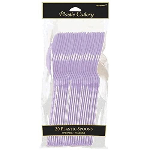 Vibrant Lavender Plastic Spoons (Pack Of 20) - Eco-Friendly, Durable & Eye-catching, Perfect For Parties & Events
