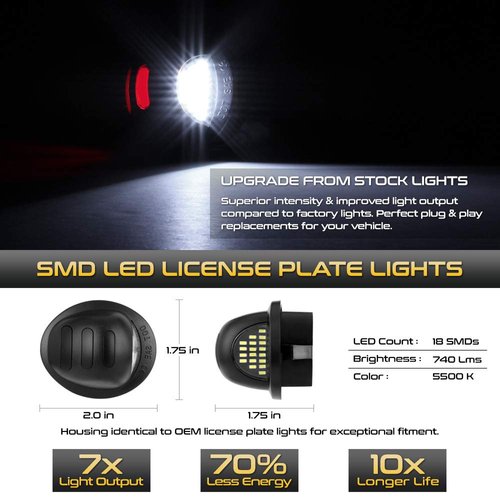 VIPMOTOZ Red OLED Neon Tube Pure White LED License Plate Light Tag Lamp Assembly Replacement For Ford F150 F250 F350 Super Duty Ranger Pickup Truck Explorer Bronco Excursion Expedition