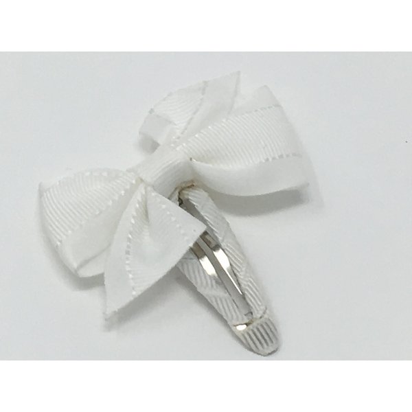 Snap Clip, Hair Bow, White Hair Bow, Christening, Baptism, Confirmation, Communion, Flower Girl