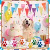 Sratte 10 oz Dog Paw Cups with Straw and Lid Dog Themed Birthday Party Supplies, Cute Print Plastic Puppy Drinking Cup Bulk for Kids Birthday Dog Theme Party Favors Decoration(12 Pcs)