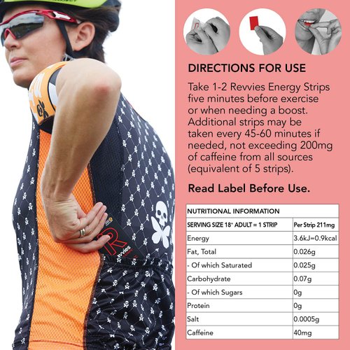 Revvies Energy Strips | Tropical Hit | 50 Strips | 40mg Caffeine Strip | 2 Strip = Coffee/Energy Drink | Less than 2 Calories | Vegan | 10 x 5PK