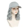 AliRobam Hat with Natural Wave hair Extensions attached for woman Baseball cap wig Short Bob Hairstyle Adjustable Wig (Grey)