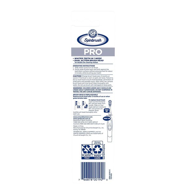 ARM & HAMMER Spinbrush Pro Whitening Replacement Brush Heads Soft, 2 ea (Pack of 4)