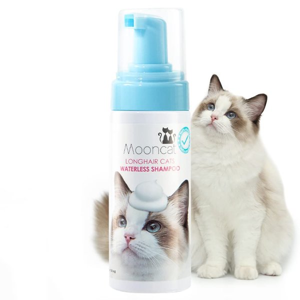 Mooncat Waterless Cat Shampoo, Licking Safe Dry Shampoo for Longhair Cats, No Rinse Foam Cat Bath, Paraben Free, Detangling, pH Balanced (5 oz) Shampoo ONLY