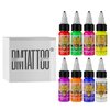 Fluorescent Tattoo Ink Set - Tattoo Inks Pigment Kit, 8 Color 1/2oz 15ml/Bottle Professional Tattoo Fluorescent Ink & Tattoo Equipment for Halloween Supplies