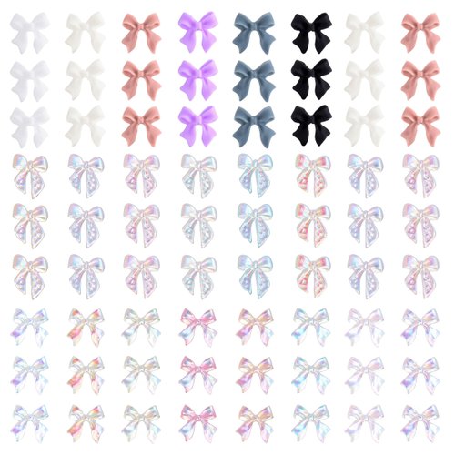 220 Pcs Aurora Bow Nail Charm 3D Bows Nail Charm Colorful Bowknot Nail Charm for Acrylic Nails Cute Butterfly Nail Pearl Resin Nail Rhinestone Glitter Christmas Accessories for Nail Art Crafts
