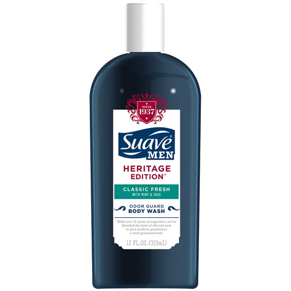 Suave Men Heritage Edition Body Wash, Classic Fresh, 12 Ounce