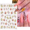 Fall Nail Art Stickers Decals Autumn Maple Leaf Nail Decals 6PCS Fall Leaf Plant 3D Self-Adhesive Thanksgiving Nail Art Supplies Fall Sticker for Nails Manicure Sliders for Women Nail Art Decorations