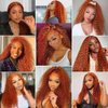 Orange Bundles Human Hair Color 350 Deep Wave Bundles Double Weft Ginger Orange Deep Curly Bundles Human Hair Wet and Wavy Bundles Soft and Silky for Black Woman (24 24 24 inch,3 Bundles)