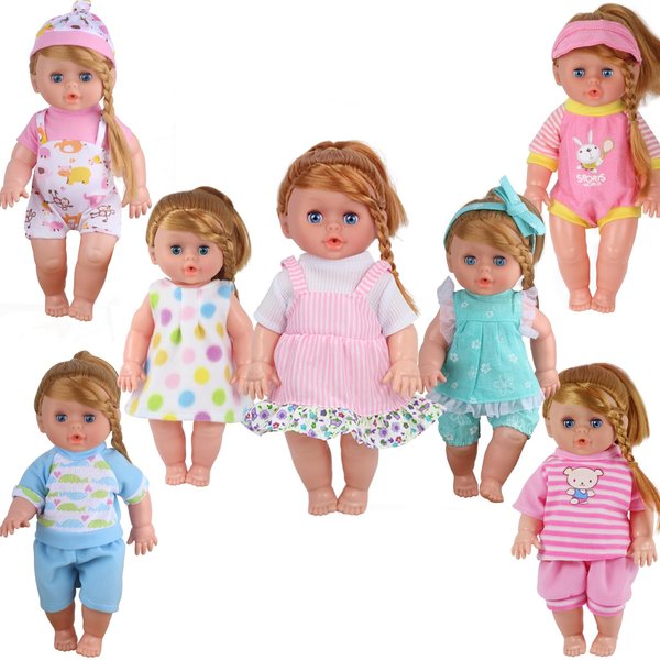 Young Buds Pack of 7 for 11-12 Inch Alive American Doll Baby Doll Clothes Dress Costumes Gown Outfits Princess Birthday Xmas Gift Wrap for Girls Dolls Not Included
