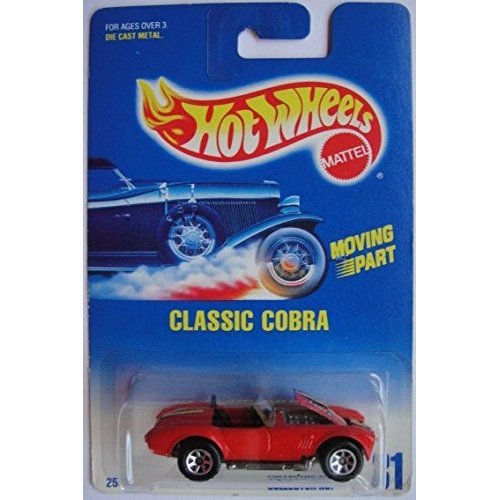 HOT WHEELS 1991 #31 RED CLASSIC COBRA 7 SPOKE WHEELS DIE-CAST