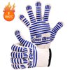 Extreme Heat Resistant Oven Gloves -Oven Mitt Hand Protection from Air Fryer Cooking Gloves for BBQ Grilling Baking Cutting Welding Smoker Fireplace Party Present Christmas Use (Blue)