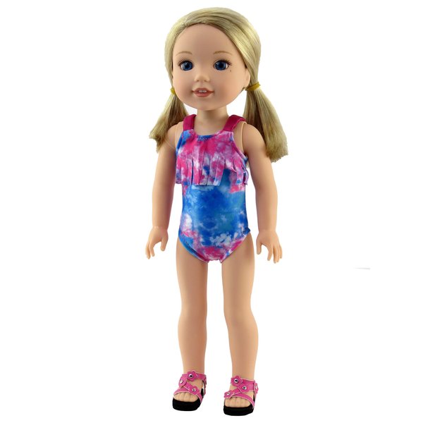 American Fashion World Tie Dye Swimsuit for 14-Inch Dolls | Premium Quality & Trendy Design | Dolls Clothes | Outfit Fashions for Dolls for Popular Brands