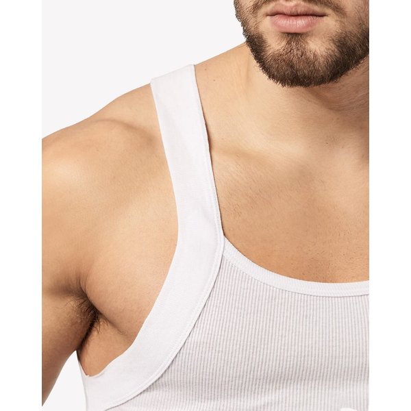 Papi Men's 3-Pack Cotton Square Neck Tank Top, White, Small