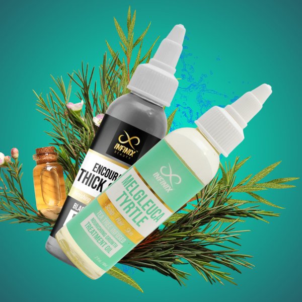 Infinix Scalp & Hair Treatment Pack - Black Seed Oil & Tea Tree Oil Combo - Promotes Hair Growth - Prevents Hair Thinning - Reduces Oiliness, Dandruff Treatment and Moisturizes Scalp - Pack of 2