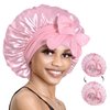 BONNET QUEEN Silk Bonnet for Sleeping Women Hair Bonnet Double Layer Satin Bonnet Tie Bonnet Sleep Satin Hair Wrap Night Cap for Curly Hair Pink
