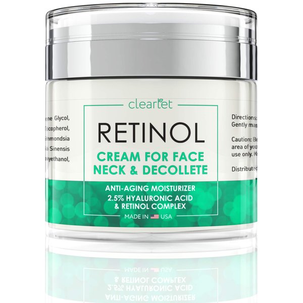 Retinol Cream for Face - Anti-Aging Face Moisturizer - Retinol Cream with Hyaluronic Acid - Moisturizer for Dry Skin - Collagen Face Cream for Fine Lines - Day and Night Retinol Moisturizer for Face