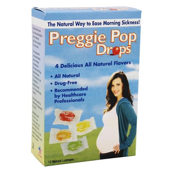 Three Lollies Drops Morning Sickness & Nausea Relief during pregnancy Safe for pregnant Mom & Baby Gluten Free 4 Flavors: Lemon, Raspberry, Green Apple, Tangerine 12 Count - Pack of 1
