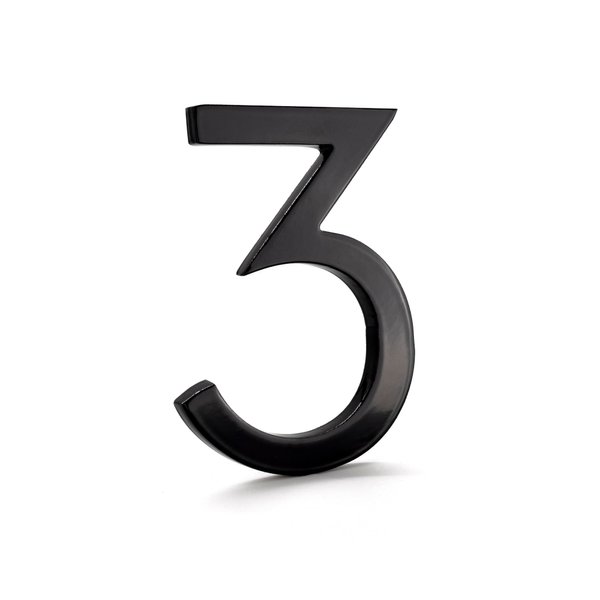 Montague Metal Products MHN-08-F-BK1-3 Floating House Number, 8" x 6" x 0.375", Black