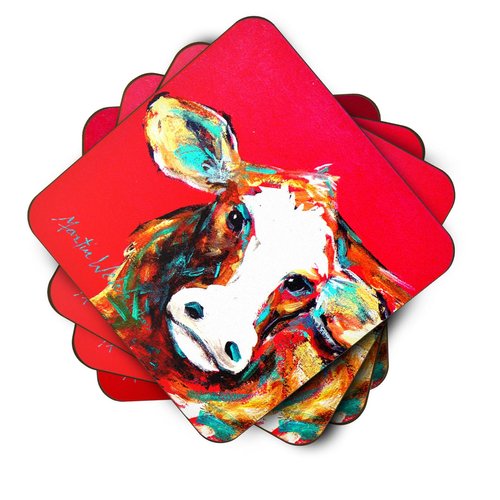 Carolines Treasures Cow Caught Red Handed Foam Coaster Set of 4 3 1/2 x 3 1/2 multicolor