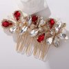 BERYUAN Bridal Hair Comb Rhinestone Teardrop Hair Comb for Bride Beaded Cute Hair Pieces Wedding Hair Accessories(red, GOLD)