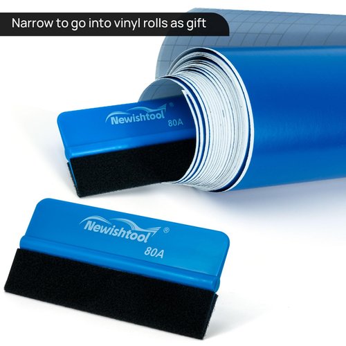 NEWISHTOOL Felt Edge Small Squeegee for Vinyl, Narrow Squeegee with Black Felt Edge Anti-Scratch Squeegee Tool, Vinyl Wrap Tools Window Tint Squeegee w/Hardness Printing for Car Wrapping, Pack of 4