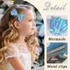 Kistreao 2Pcs Mermaid Hair Clips for Girls Sequins Fish Tail Hairpin Glitter Starfish Shell Hair Barrettes for Women Toddlers Teens Mermaid Hair Accessories Birthday Wedding Party Supplies (Blue)