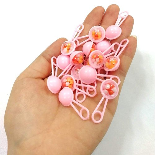 FADUOALI 48 Pcs pink girl Mini Rattle Baby Shower Favor/Baby Shower ice Cube Game Party Game Decor Party Decorations