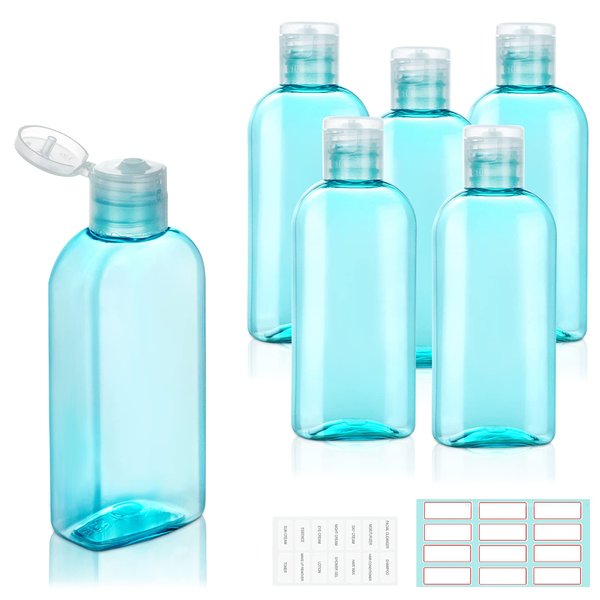 Kitchen GIMS Plastic Travel Bottles with Flip Cap 6 Pack 3.4oz/100ml Travel Shampoo Bottles Travel Size Containers for Shampoo, Conditioner & Lotion with Lables