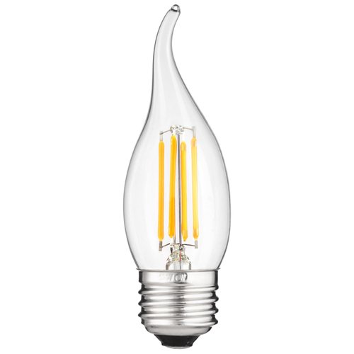 Sunlite 80421 LED Filament CA11 Flame Tip Chandelier Light Bulb, 4 Watts (40W Equivalent), Medium E26 Base, Clear Glass, Dimmable, 2700K Warm White, 1 Pack