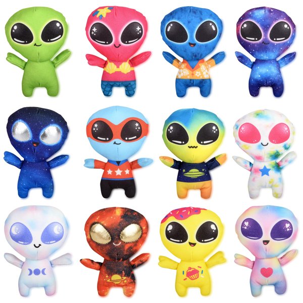 Forest & Twelfth 5" Alien Plush Toys 12 Unique Plush Toys, Soft and Unique Alien Figure Toys for Imaginative Play, Party Decor, Party Favors, Safe for All Ages (12 Pack)